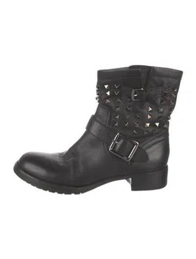 Pre-owned Fendi Leather Moto Boots In Black