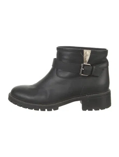 Pre-owned Fendi Leather Moto Boots In Black