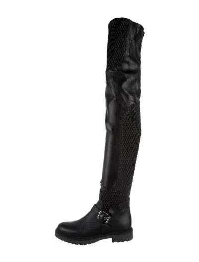 Pre-owned Fendi Leather Moto Boots In Black