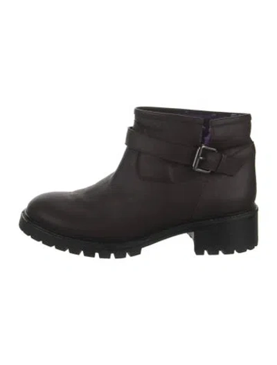 Pre-owned Fendi Leather Moto Boots In Brown
