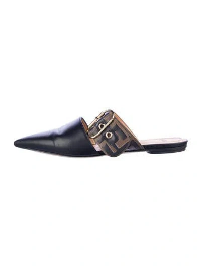 Pre-owned Fendi Leather Mules In Black