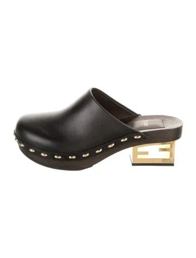 Pre-owned Fendi Leather Mules In Black
