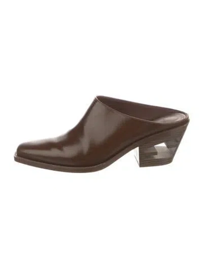 Pre-owned Fendi Leather Mules In Brown