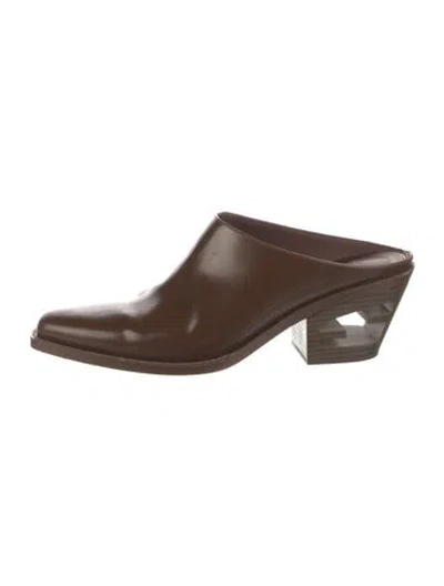 Pre-owned Fendi Leather Mules In Brown