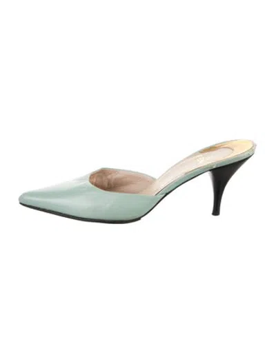 Pre-owned Fendi Leather Mules In Green