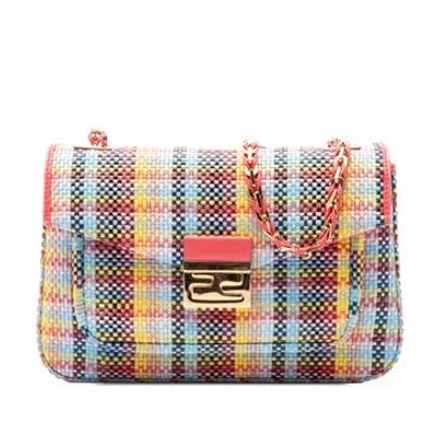 Pre-owned Fendi Leather Multicolor Woven Nappa Be Baguette Crossbody In Pink
