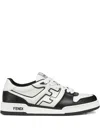 Fendi Leather Panelled Lace-up Sneakers In White