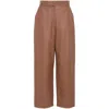 Fendi Tan Coloured Leather Trousers In Brown