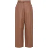 Fendi Tan Coloured Leather Trousers In Brown