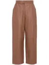 Fendi Tan Coloured Leather Trousers In Brown