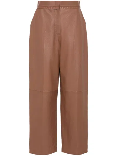 FENDI FENDI LEATHER PANTS CLOTHING