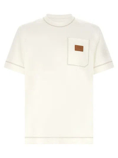 Fendi Leather Patch Logo T-shirt In White