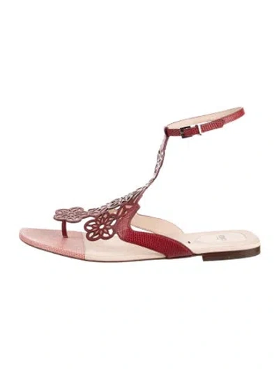 Pre-owned Fendi Leather Patterned Gladiator Sandals In Red
