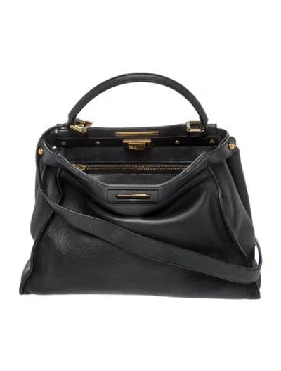 Pre-owned Fendi Leather Peekaboo In Black