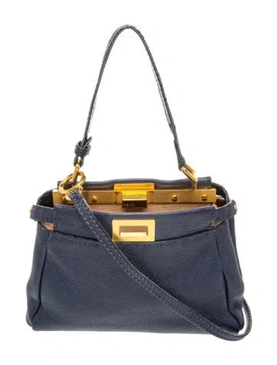 Pre-owned Fendi Leather Peekaboo In Blue