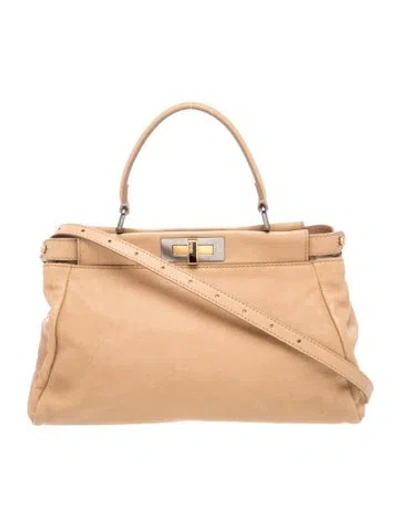 Pre-owned Fendi Leather Peekaboo In Brown