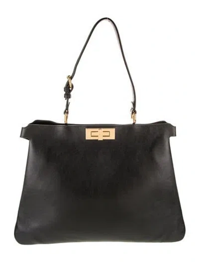 Pre-owned Fendi Leather Peekaboo Large 2024 In Black