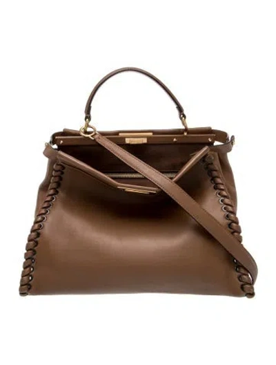 Pre-owned Fendi Leather Peekaboo Large In Brown