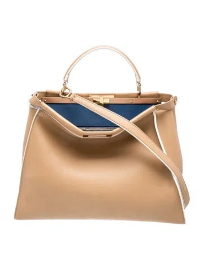 Pre-owned Fendi Leather Peekaboo Large Vintage In Neutral