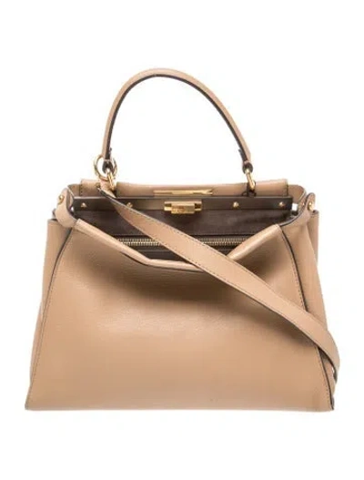 Pre-owned Fendi Leather Peekaboo Medium In Brown
