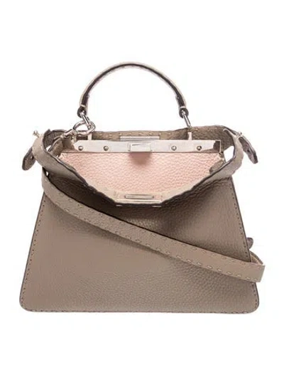 Pre-owned Fendi Leather Peekaboo Medium In Grey