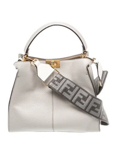 Pre-owned Fendi Leather Peekaboo Medium In Neutral