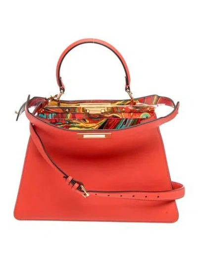 Pre-owned Fendi Leather Peekaboo Medium In Red