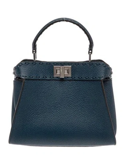 Pre-owned Fendi Leather Peekaboo Mini 2024 In Blue