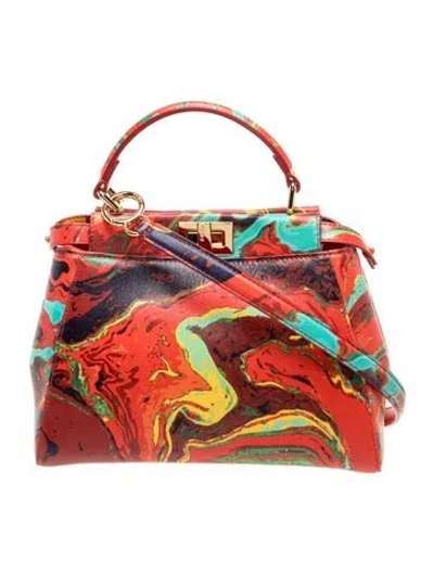 Pre-owned Fendi Leather Peekaboo Mini In Red