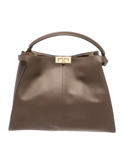 Pre-owned Fendi Leather Peekaboo X-lite Medium In Brown