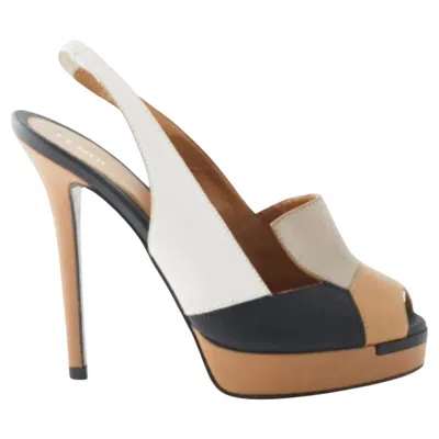 Pre-owned Fendi Leather Peep Toe Slingback Sandals - '10s In Brown