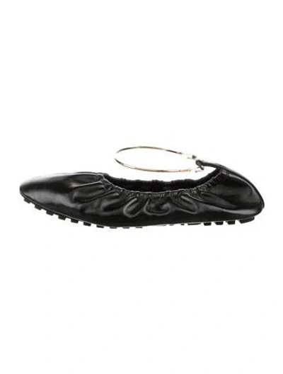 Pre-owned Fendi Leather Pleated Accents Ballet Flats In Black