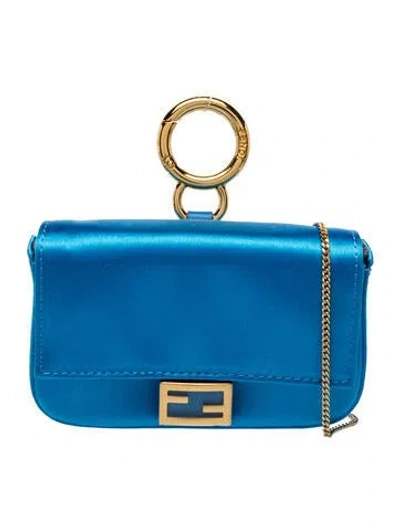 Pre-owned Fendi Leather Pouch W/ Tags In Blue