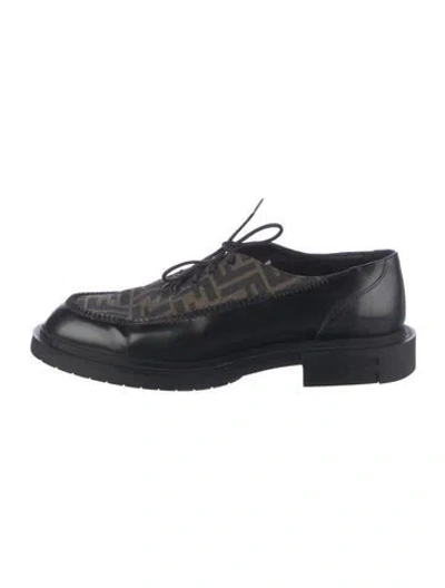 Pre-owned Fendi Leather Printed Brogues In Black