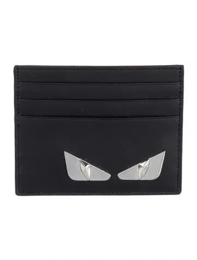 Pre-owned Fendi Leather Printed Card Holder In Black