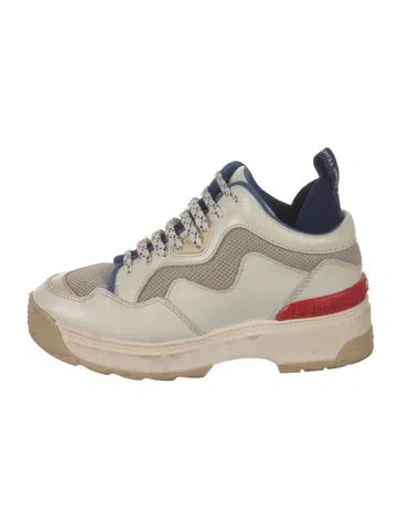 Pre-owned Fendi Leather Printed Chunky Sneakers In White