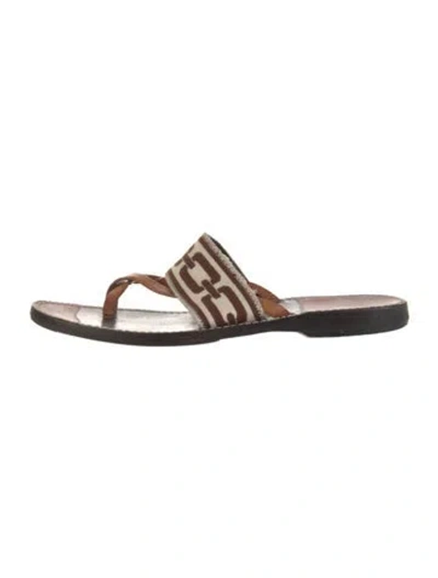 Pre-owned Fendi Leather Printed Slides In Brown