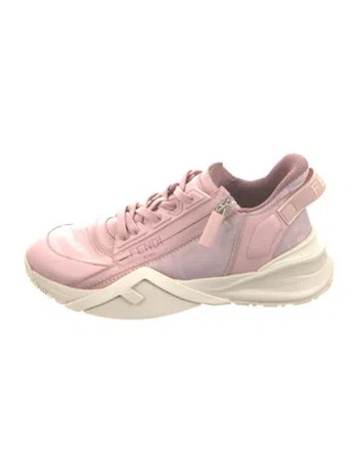 Pre-owned Fendi Leather Printed Sneakers In Pink