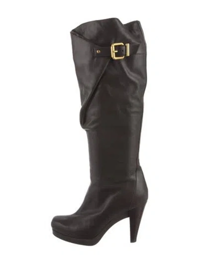 Pre-owned Fendi Leather Rain Boots In Brown