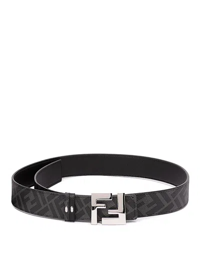 Fendi Leather Reversible Belt In Nero