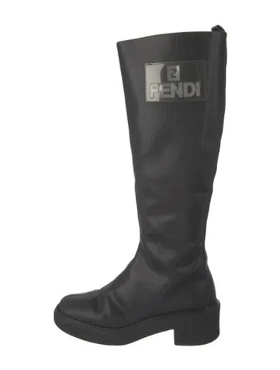 Pre-owned Fendi Leather Riding Boots In Black