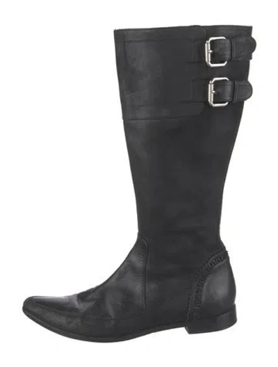 Pre-owned Fendi Leather Riding Boots In Black