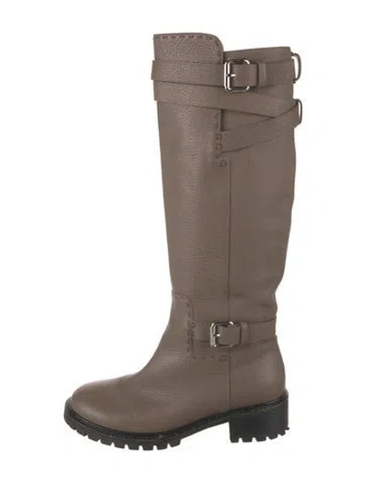Pre-owned Fendi Leather Riding Boots In Brown