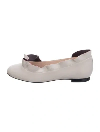 Pre-owned Fendi Leather Ruffle Embellishment Ballet Flats In Neutrals