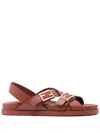 Fendi Feel Leather Slingback Sandals In Red