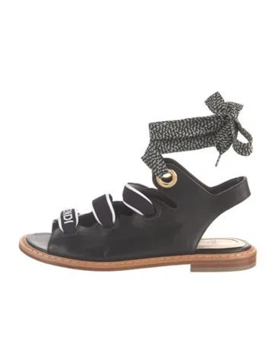 Pre-owned Fendi Leather Sandals In Black