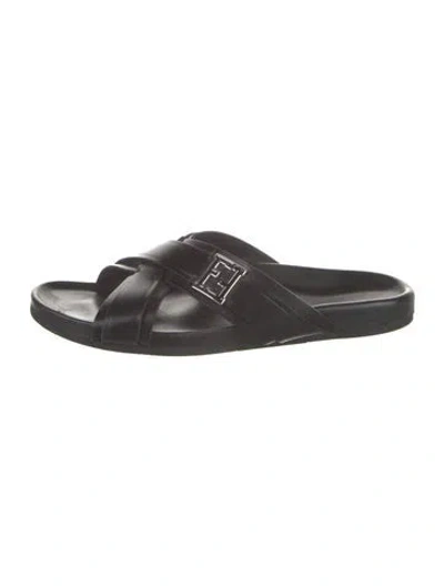 Pre-owned Fendi Leather Sandals In Black