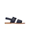 Fendi Kids Logo Buckle Sandals In Blue