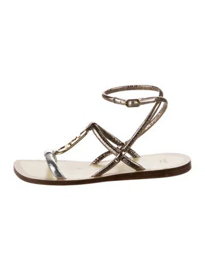 Pre-owned Fendi Leather Sandals In Gold/metallic