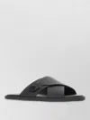 Fendi Crossed X-strap Calfskin Slide Sandals In Black